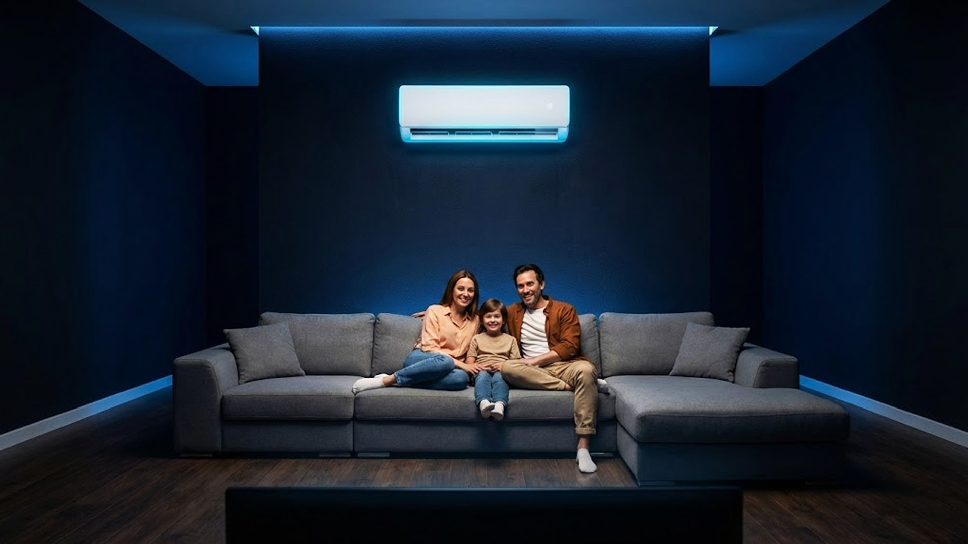 Rodzina w klimatyzowanym salonie - High Performance Air